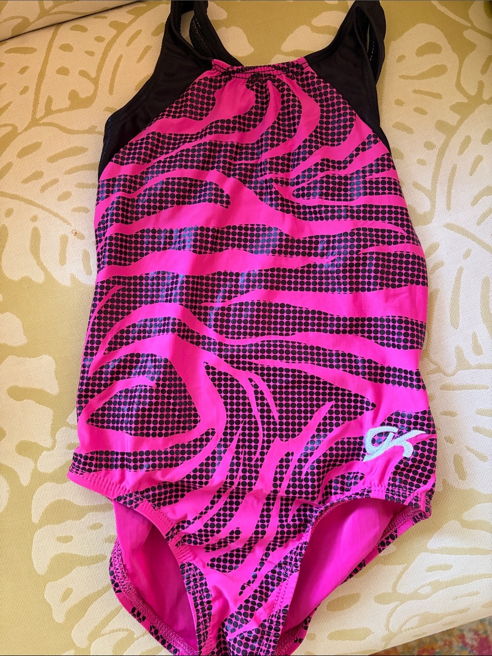 GK Girls' Hot Pink Zebra Print Leotard Child Small